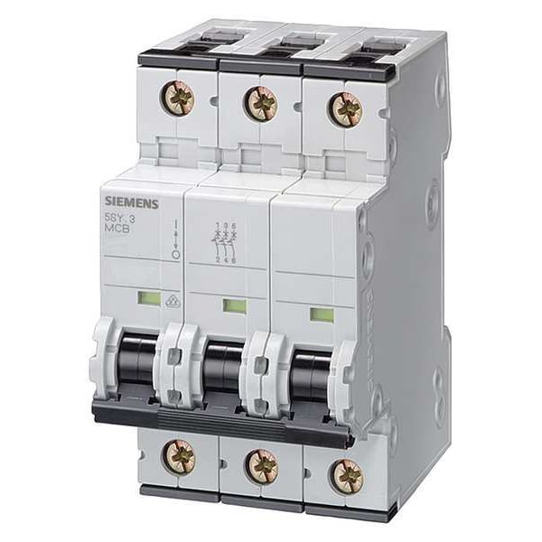 Circuit Breaker, 5SY6 Series, 1.6A, 3 Pole, 400V AC, 5kA at 400V AC, C Curve