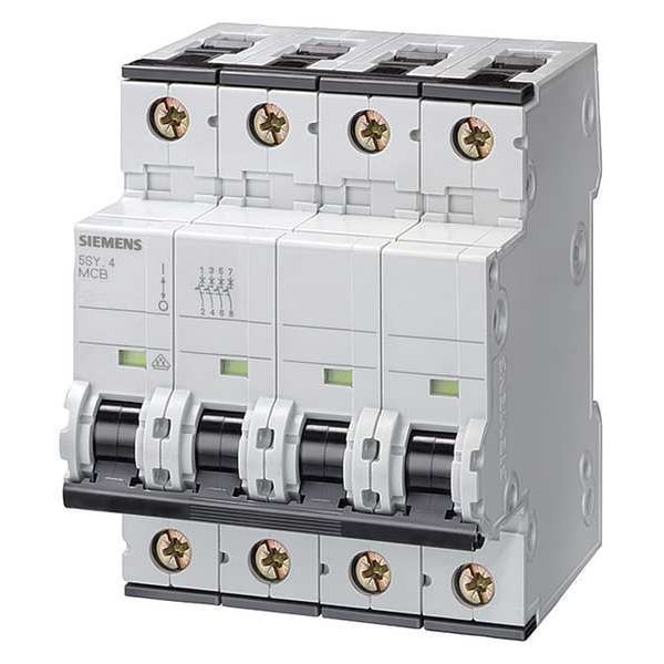 Circuit Breaker, 5SY6 Series, 0.3A, 4 Pole, 400V AC, 5kA at 400V AC, C Curve