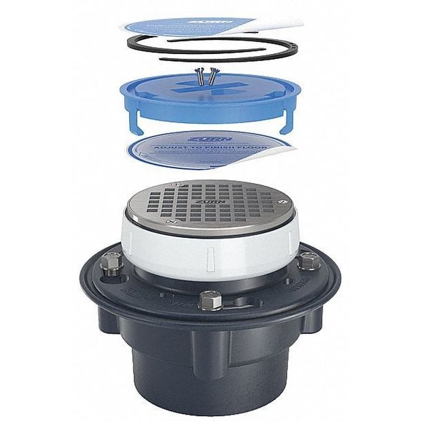 Round Round Floor Drain, PVC, Nickel Bronze, 2"- 3", Solvent-Weld
