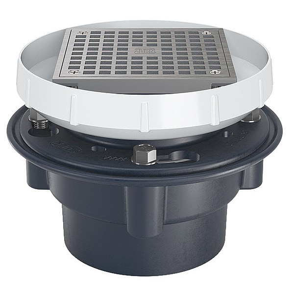 Round Round Floor Drain, PVC, Nickel Bronze, 3" - 4", Solvent-Weld