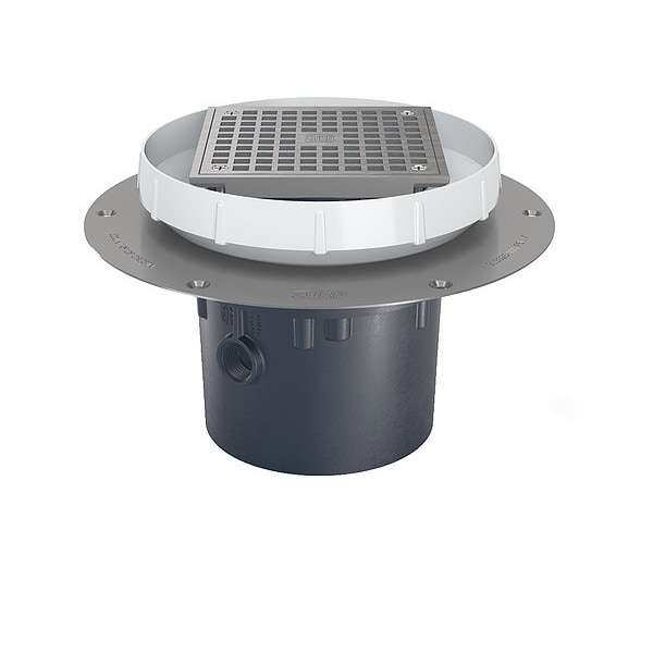Round Adjustable Round Drain, PVC, Nickel Bronze, 4", Solvent-Weld