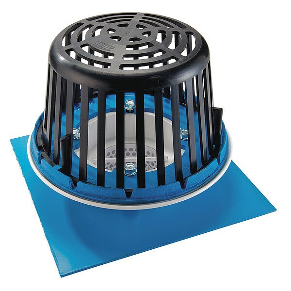 Roof Roof Drain, PVC, Cast Iron, 4", Hub