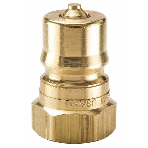 Hydraulic Quick Connect Hose Coupling, Brass Body, Sleeve Lock, 1/8"-27 Thread Size, 60 Series