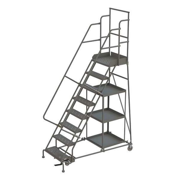 116 in H Steel Stock Picking Rolling Ladder, 8 Steps, 450 lb Load Capacity