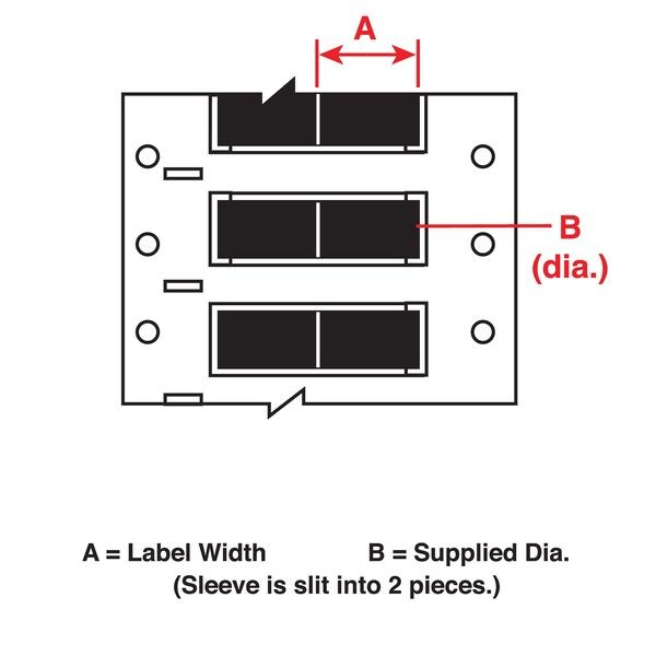 Wire Marking Sleeve, 2:1 I.D. Shrink Ratio, Black, 2 in