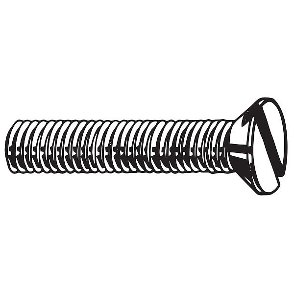 1/4"-20 x 2 in Slotted Flat Machine Screw, Plain Brass, 50 PK