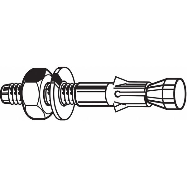 Wedge Anchor, 3/4" Dia., 12" L, 18-8 Stainless Steel Plain, 2 PK