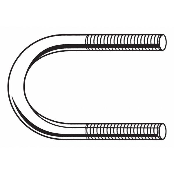 Round U-Bolt, 7/8"-9, 14 1/8 in W, 17 5/16 in H, Zinc Plated Steel