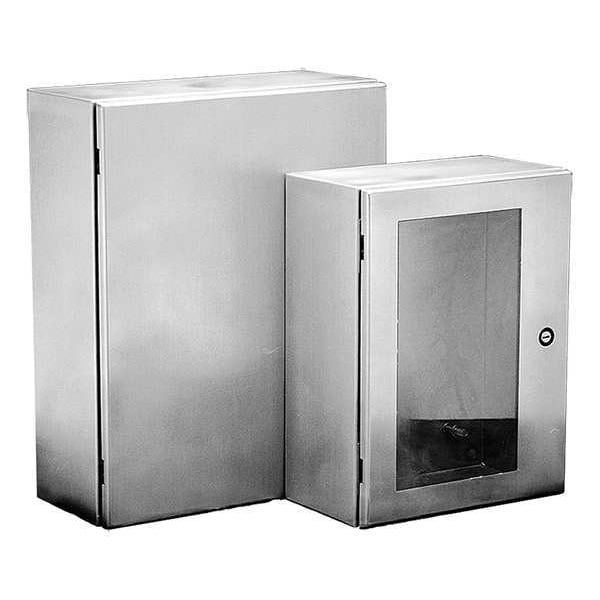 1/4 Turn Latch Electrical Enclosures, 24 in H, 10 in D, 24 in W, 12, 3R, 4, 4X, 304 Stainless Steel