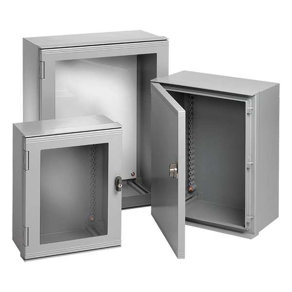1/4 Turn Latch Electrical Enclosures, 23.62 in H, 9.84 in D, 20 in W, 12, 13, 4, 4X, Fiberglass
