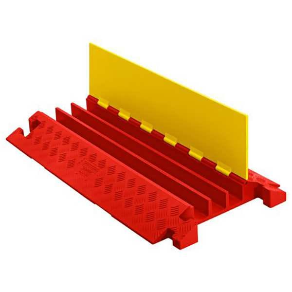 Cable Protector, 3 in H, 38-5/8 in L, 19-3/4 in W, 3 Channel, Polyurethane, Orange, Yellow
