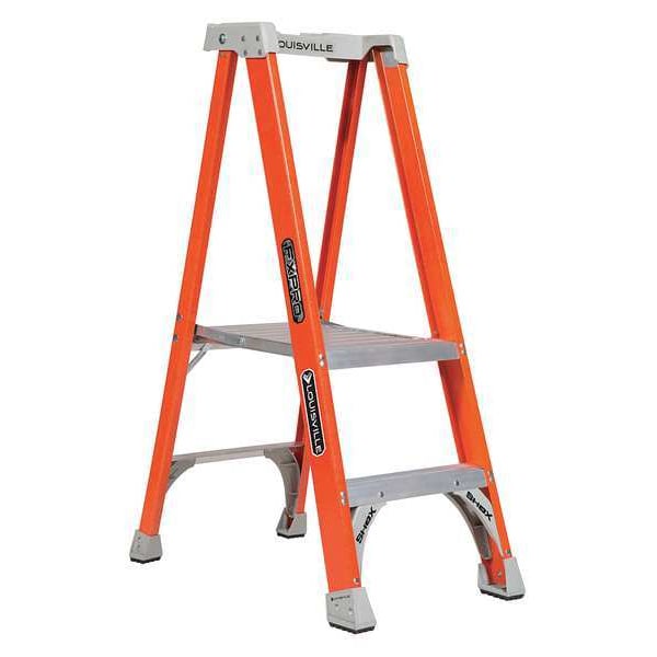 4 ft 0.33 in Fiberglass Platform Stepladder, 300 lb Capacity