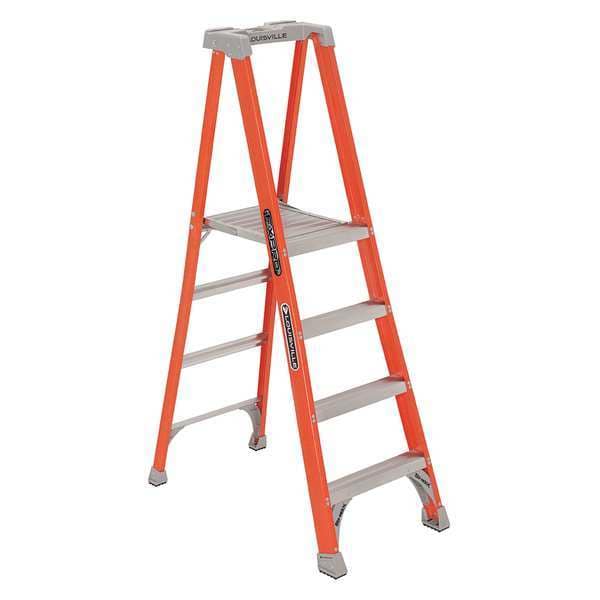 6 ft 0.25 in Fiberglass Platform Stepladder, 300 lb Capacity