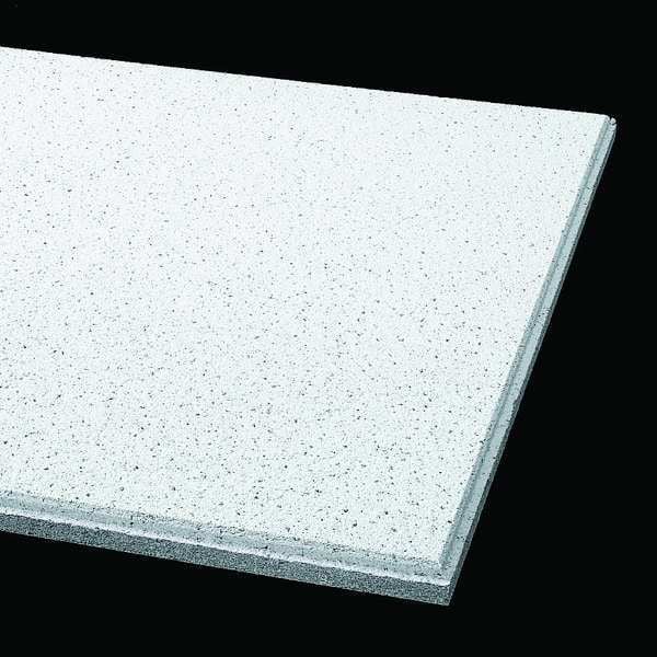 Fine Fissured Ceiling Tile, 24 in W x 24 in L, Beveled Tegular, 9/16 in Grid Size, 10 PK