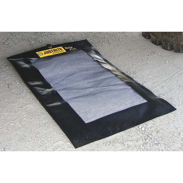 Sorbent Pad, Oil, 1.75 gal. Vol Absorbed per Pkg, 24 in x 36 in, Black, PVC Coated Fabric