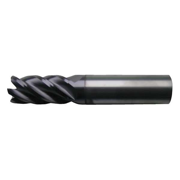 5-Flute Carbide High-Perf Square Single End Mill for Ferrous Matl CTD CEM-V2-5R Bright 7/16x7/16x2x4