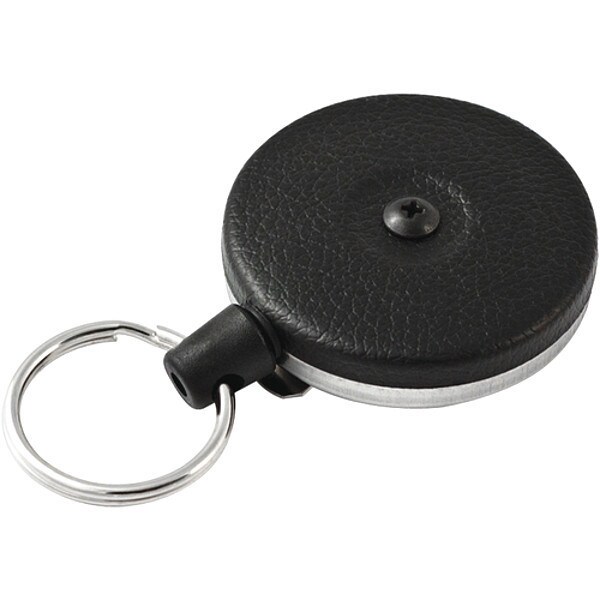 Key Holder, Retractable, PK2, Black, Vinyl/Kevlar Cord, 2 PK