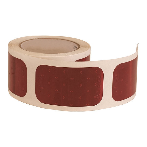 3.5 Inch Red Rectangular DOT Stick-On Reflectors - 500 Per Roll