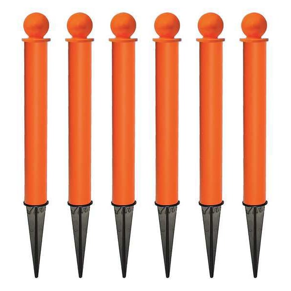 Ground Post, Orange, Non-Reflective, PK6