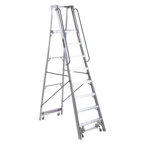9 ft 6 in Aluminum Platform Stepladder, 300 lb Capacity