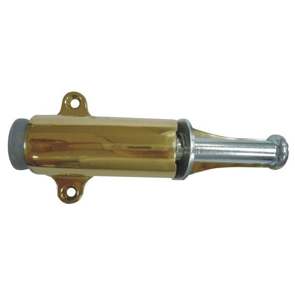 Plunger Door Holder, Pol Brass, Sld Brass