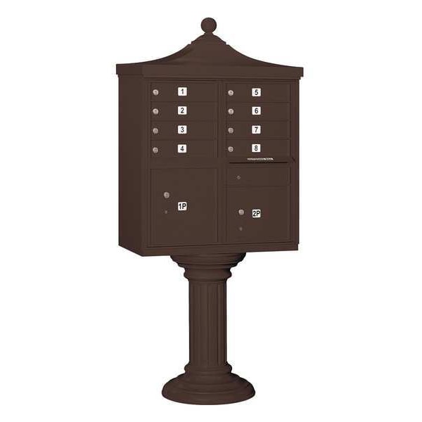 Cluster Box Unit, Bronze, Powder Coated, 10 Doors, Pedestal, USPS Access