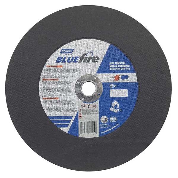 Abrasive Cut-Off Wheel, Type 1, 12 in Dia, 0.125 in Thick, 1 in Arbor Hole Size, Zirconia Alumina