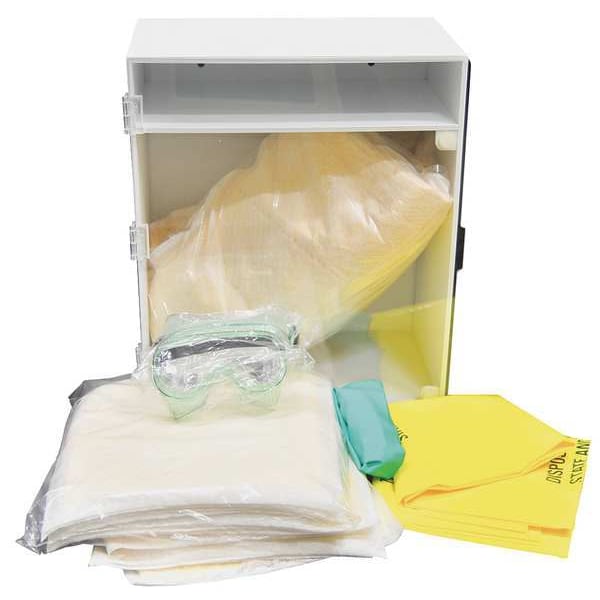 Spill Kit, 2 gal Volume Absorbed per Kit, 2 gal Capacity, Wall Cabinet, White, 29