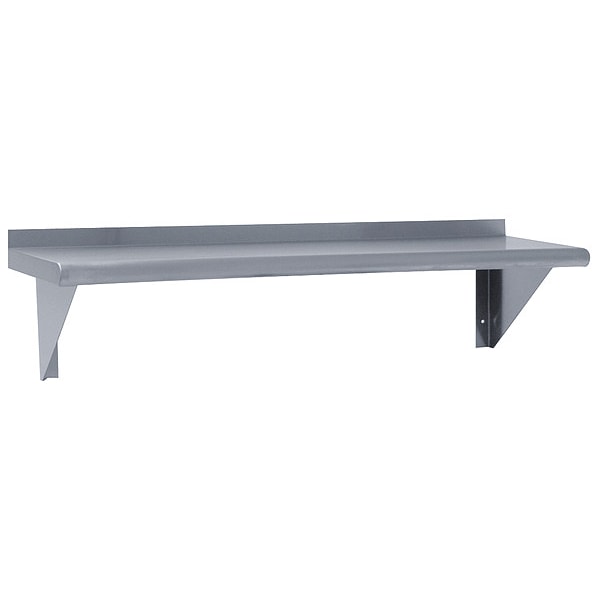 Stainless Steel Wall Shelf, 12"D x 60"W x 10-1/2"H, Silver