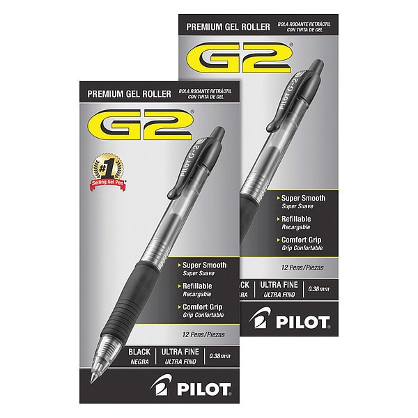 Pen, Gel, G2, Ultra Fine, Bk, PK24