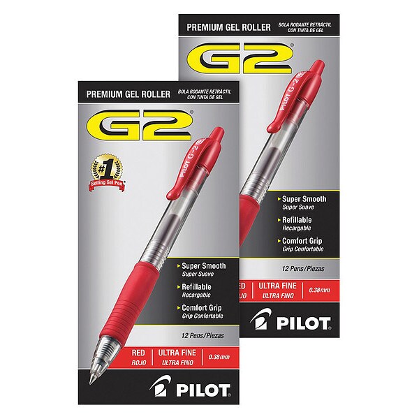 Pen, Gel, G2, Ultra Fine, Rd, PK24