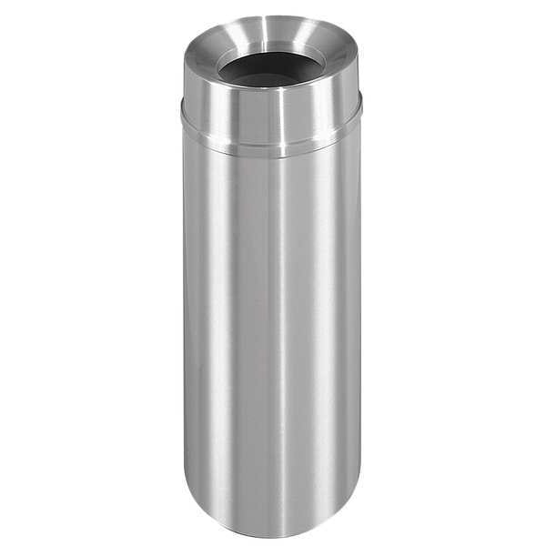 New Yorker 12 gal Round Indoor Metal Can, Satin Aluminum, None, Aluminum, 12 in