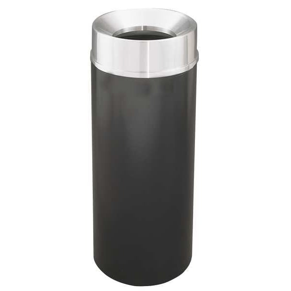12 gal. Steel Round Trash Can, Black