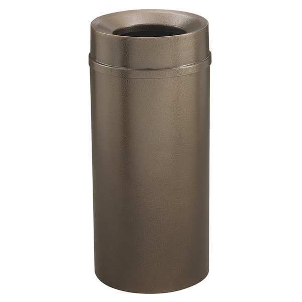 16 gal. Steel Round Trash Can, Brown