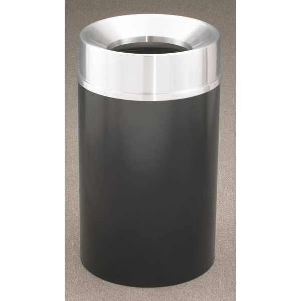 33 gal. Steel Round Trash Can, Black