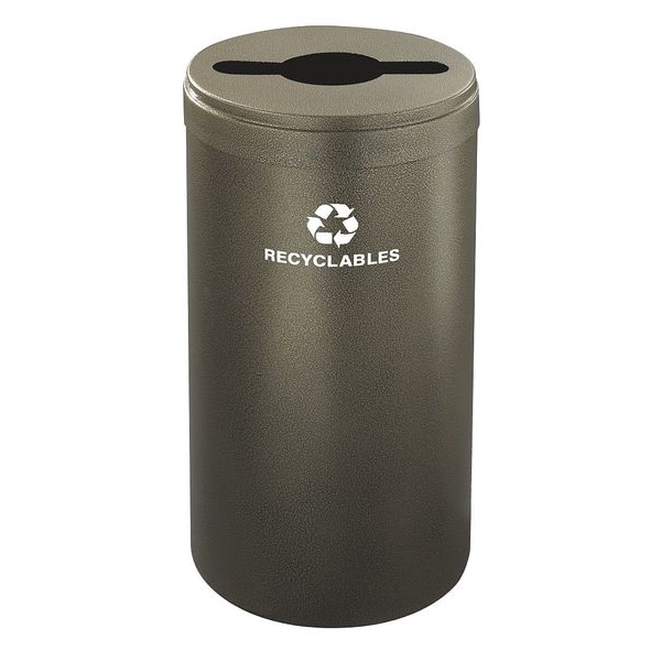 23 gal Round Recycling Bin, Open Top, Bronze Vein, Steel, 1 Openings