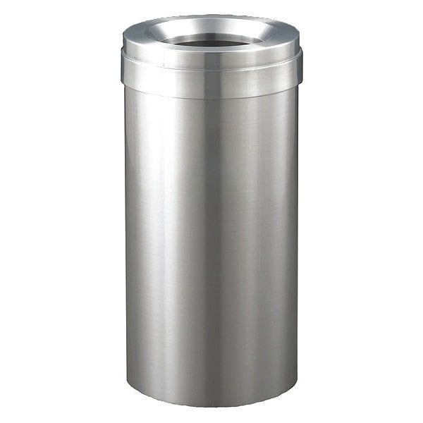 Wastemaster 15 gal Round Indoor Metal Can, Satin Aluminum, None, Aluminum, Not Applicable