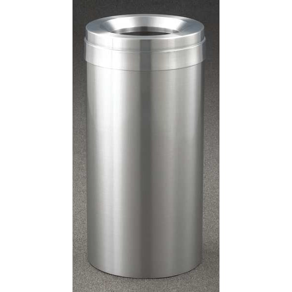 Wastemaster 23 gal Round Indoor Metal Can, Satin Aluminum, None, Aluminum, 15 in