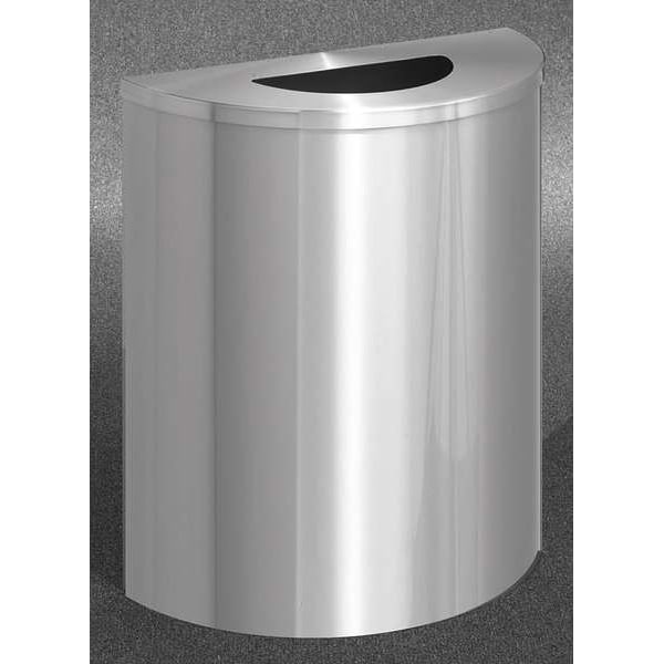Wastemaster 29 gal Half-Round Indoor Metal Can, Satin Aluminum, None, Aluminum, 24 in
