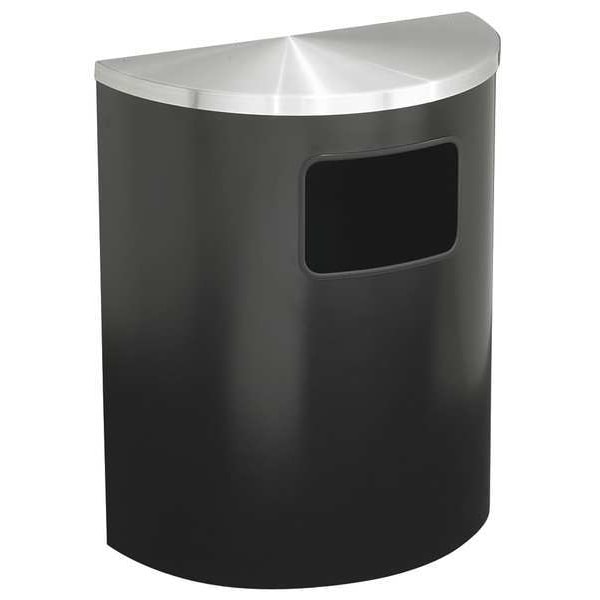 24 gal. Steel Half-Round Trash Can, Black