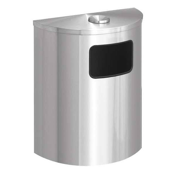24 gal. Steel Half-Round Ash/Trash Can, Black