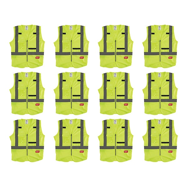High Visibility Vest, 12 pk, 3XL/4XL