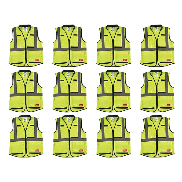 High Visibility Vest, 12 pk, 3XL/4XL
