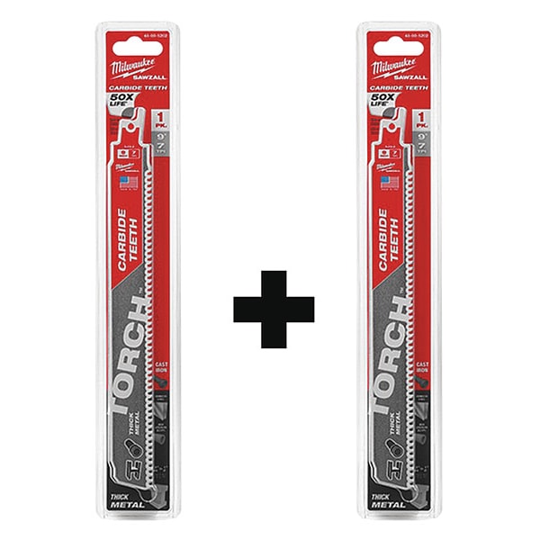 Reciprocating Saw Blade Set, Thick Metal, 9 in, Teeth per Inch 7