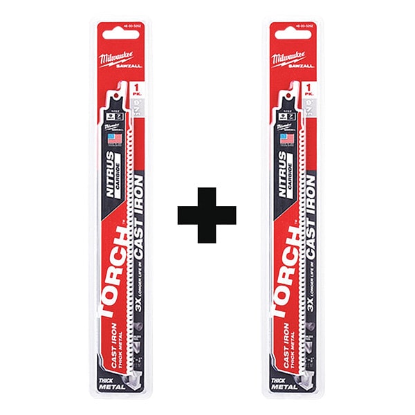 9" 8TPI TORCH w/ NITRUS Carbide for Cast Iron SAWZALL Blade, Combo 2-Pack