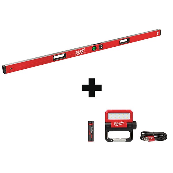 72" REDSTICK Digital Level w/ PINPOINT Measurement Technology + USB ROVER Pivoting Flood Light