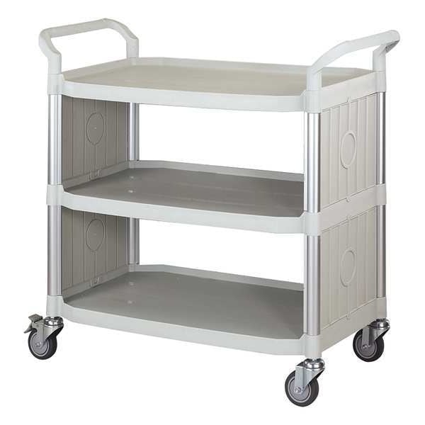 Enclosed Service Cart, Fiber Glass/Polypropylene, 400 lb Load Capacity, 3 Shelves, 43 5/8 in L