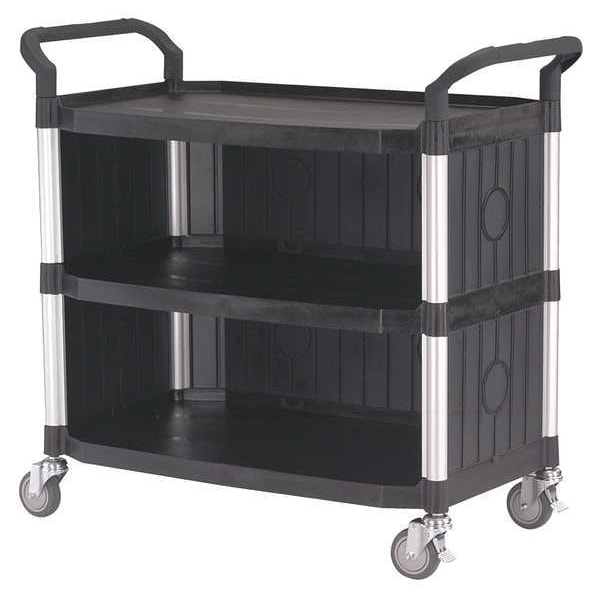Enclosed Service Cart, Fiber Glass/Polypropylene, 400 lb Load Capacity, 3 Shelves, 43 5/8 in L