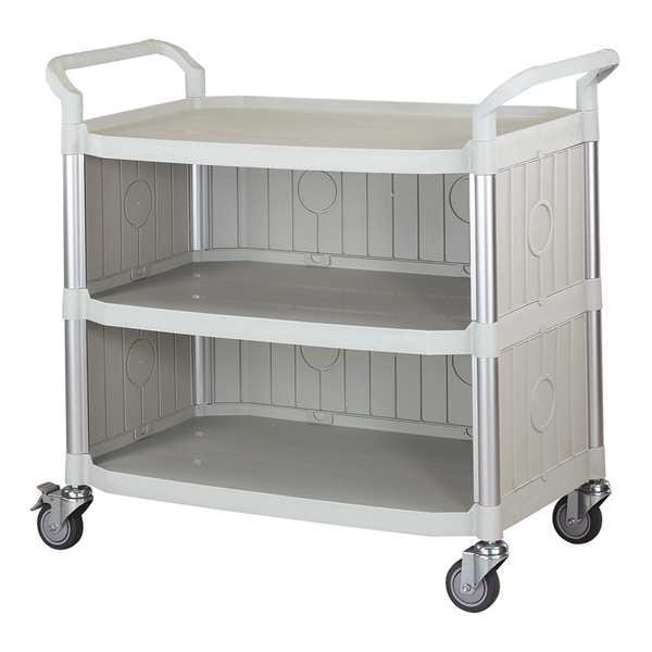 Enclosed Service Cart, Fiber Glass/Polypropylene, 400 lb Load Capacity, 3 Shelves, 43 5/8 in L
