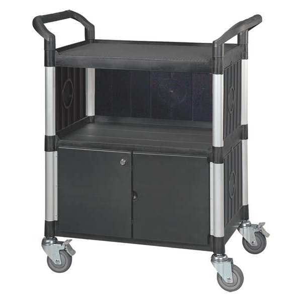 Enclosed Service Cart, Fiber Glass/Polypropylene, 400 lb Load Capacity, 3 Shelves, 34 1/4 in L